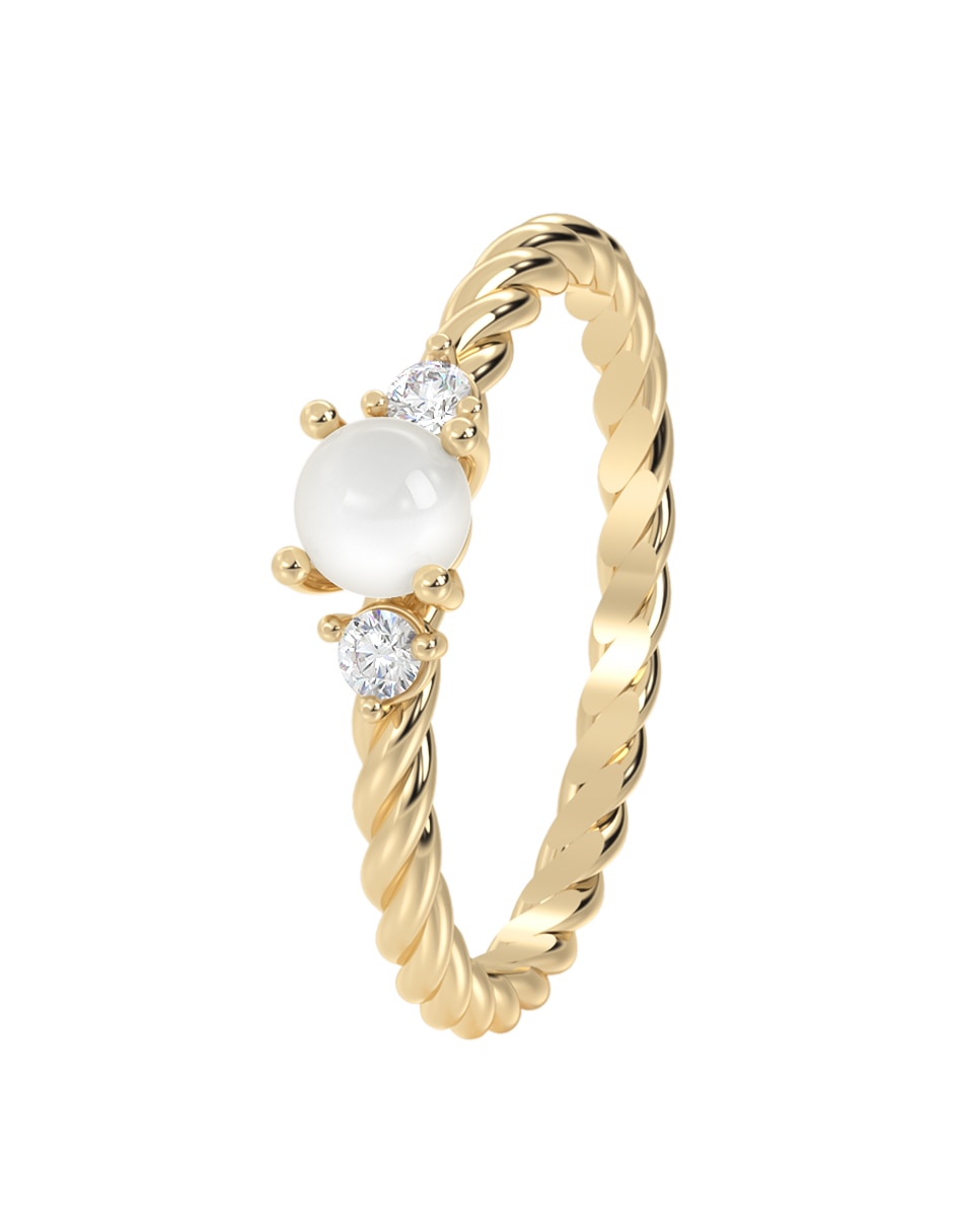 Anillo de compromiso de oro 14 K Abba Joyas  zirconia